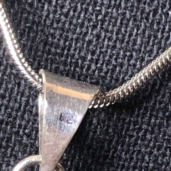 Sterling Silver Spotted Jasper Cabochon Pendant on Snake Chain Necklace 20” Long - Picture 5 of 7